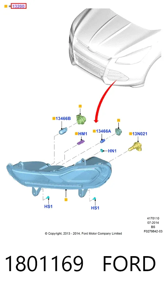 Фара противотуманная правая 1801169 Ford