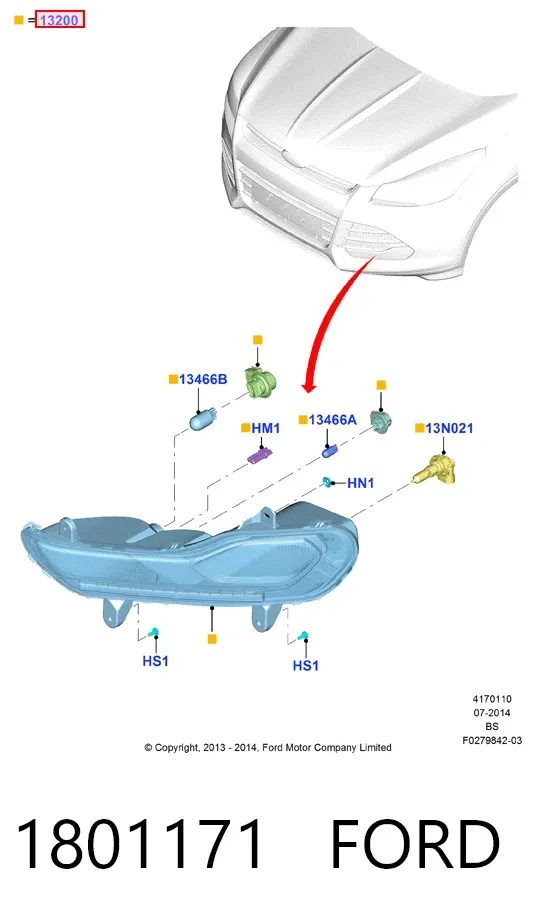 Фара противотуманная левая 1801171 Ford