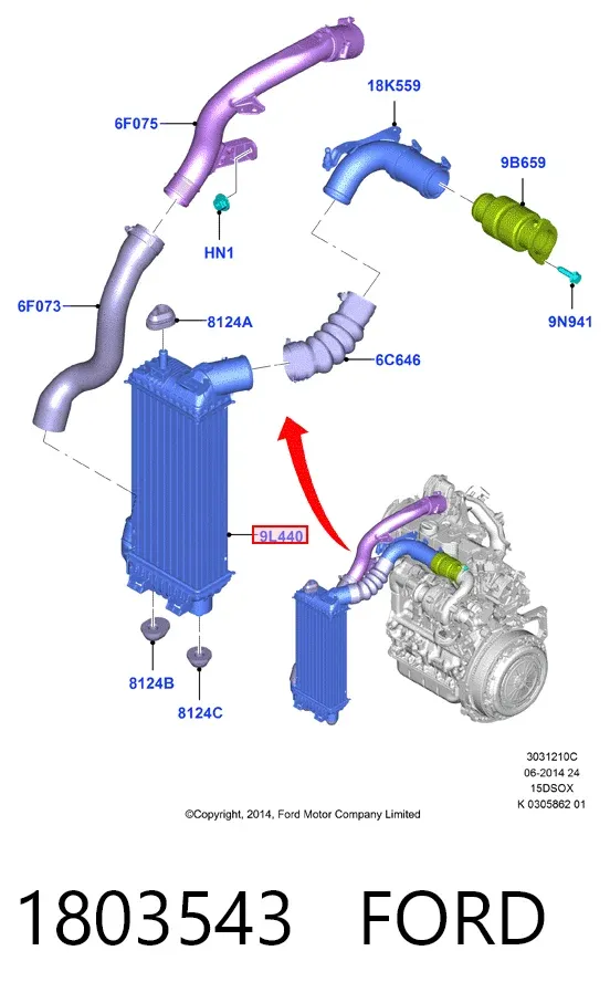 Интеркулер 1803543 Ford
