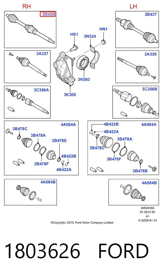 Правая полуось 1803626 Ford