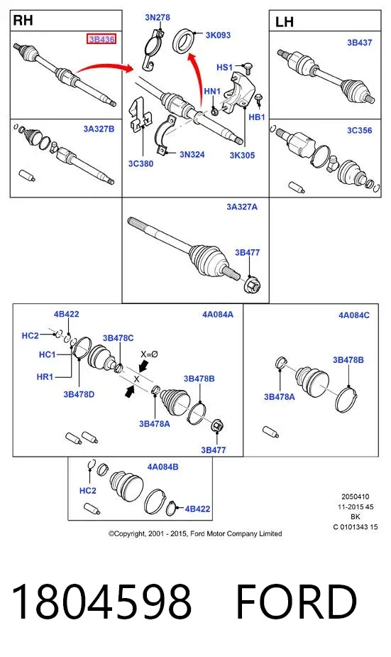 Правая полуось 1804598 Ford