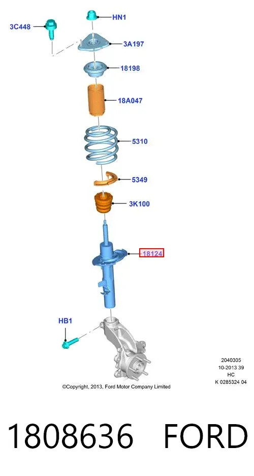 Амортизатор передний правый 1808636 Ford