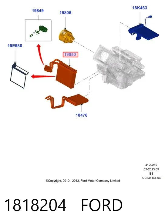 Испаритель кондиционера 1818204 Ford