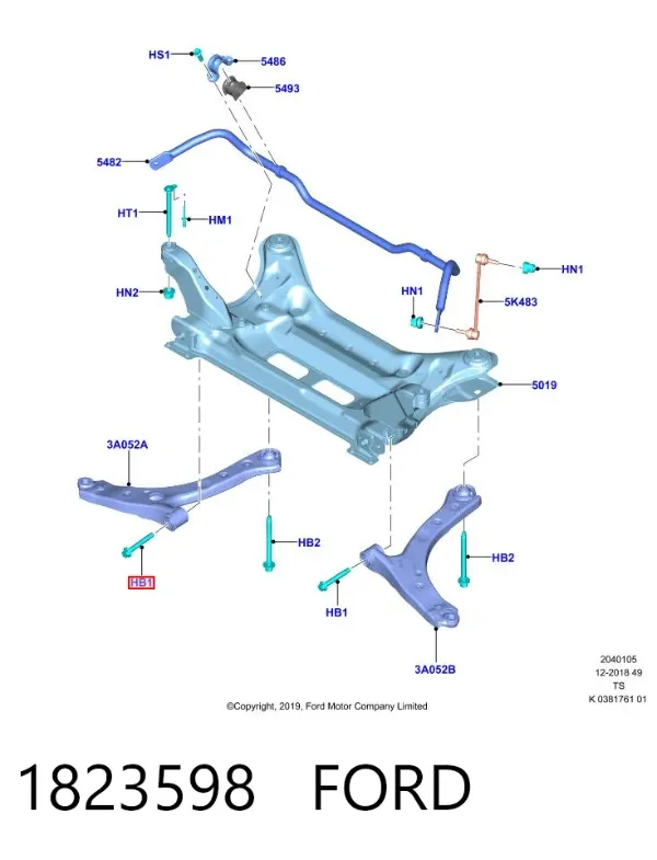 Болт переднего рычага 1823598 Ford