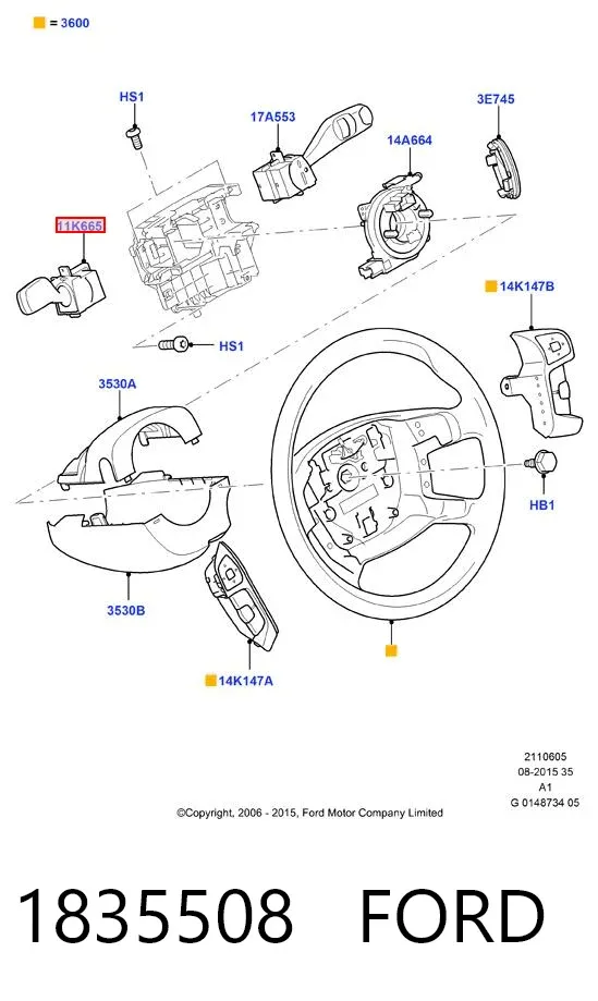 Левый подрулевой переключатель 1835508 Ford