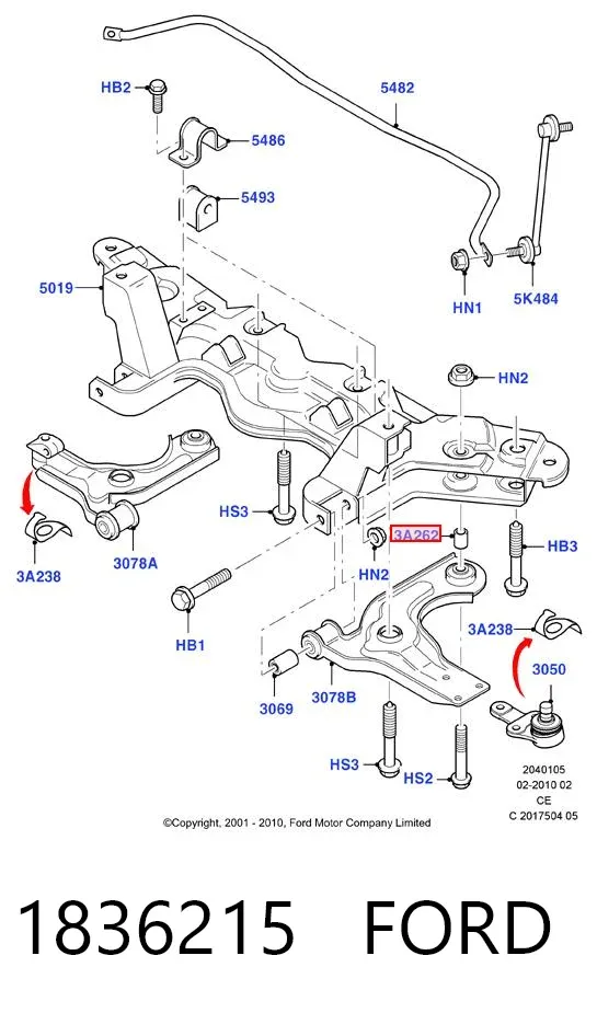 Сайлентблок переднего рычага 1836215 Ford