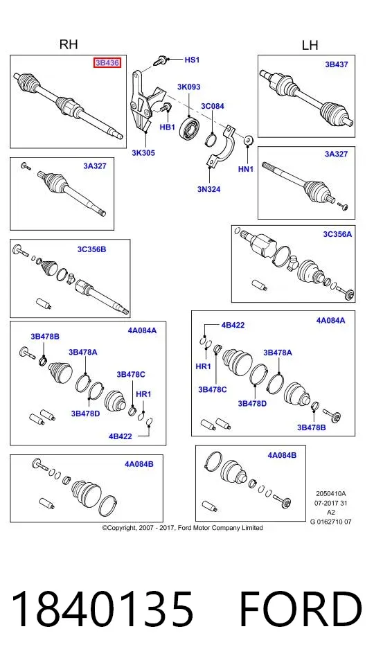Правая полуось 1840135 Ford