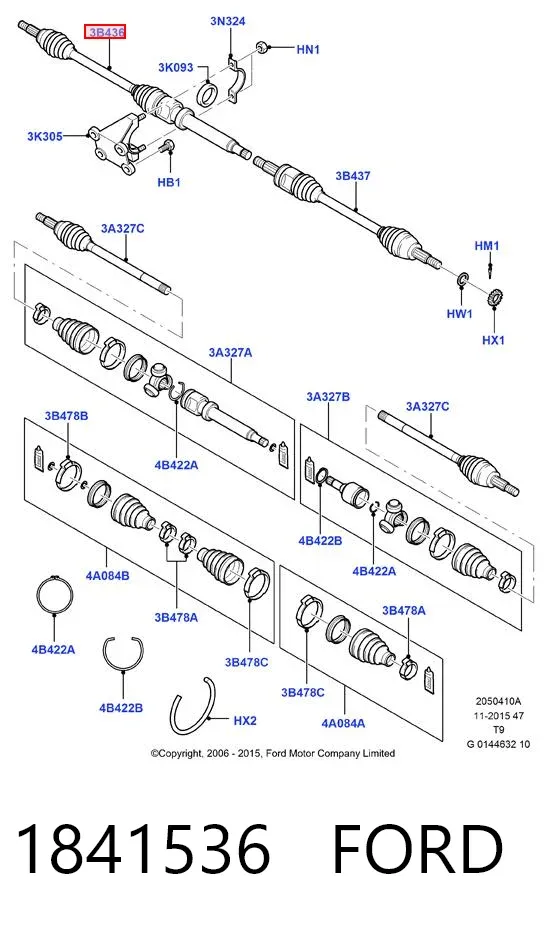 Правая полуось 1841536 Ford