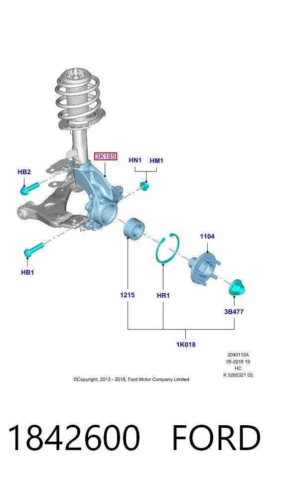 Цапфа передняя правая 1842600 Ford