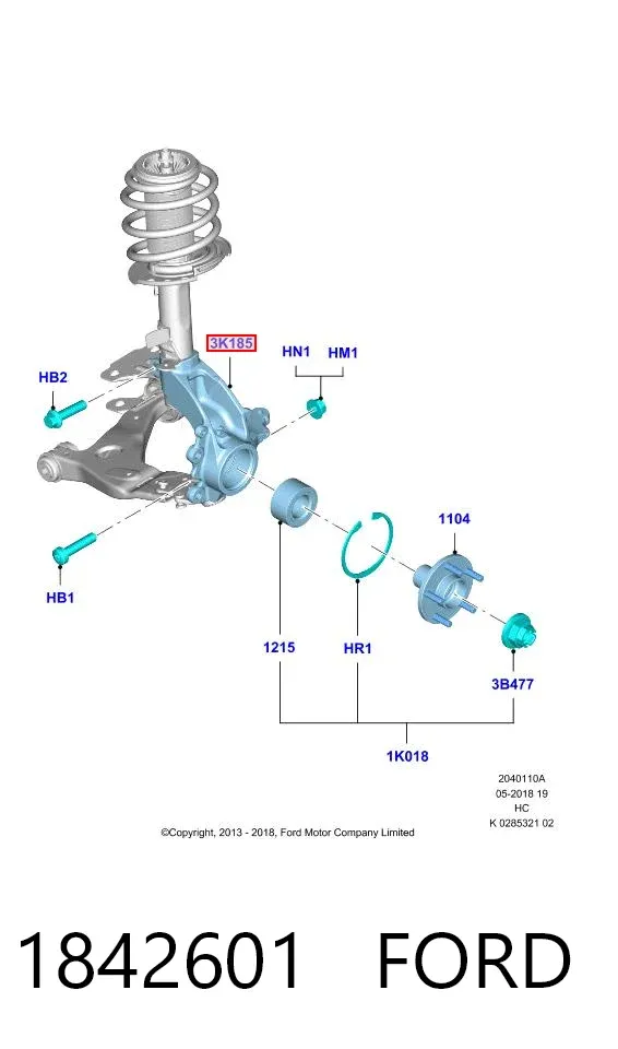 Цапфа передняя правая 1842601 Ford