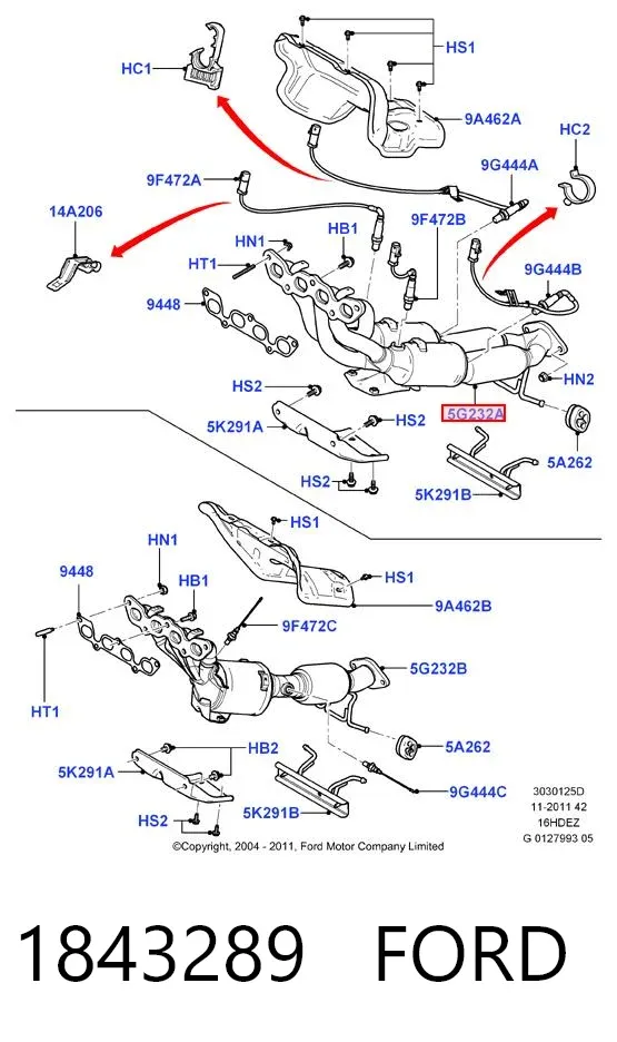 Передняя часть глушителя 1843289 Ford