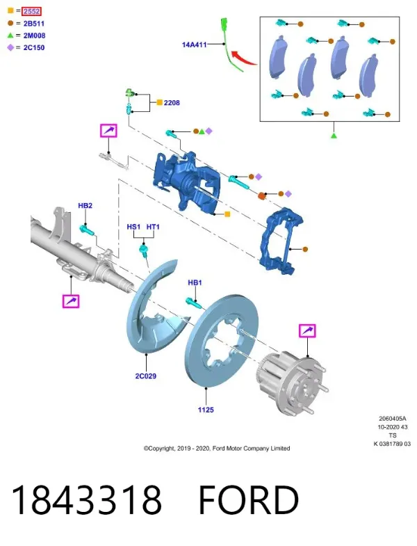 Суппорт задний правый 1843318 Ford