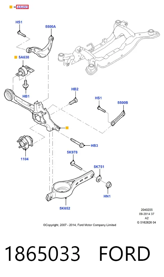 Сайлентблок заднего продольного рычага передний 1865033 Ford