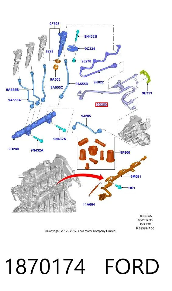 Обратная топливная трубка 1870174 Ford