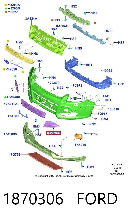 Решетка бампера переднего левая 1870306 Ford