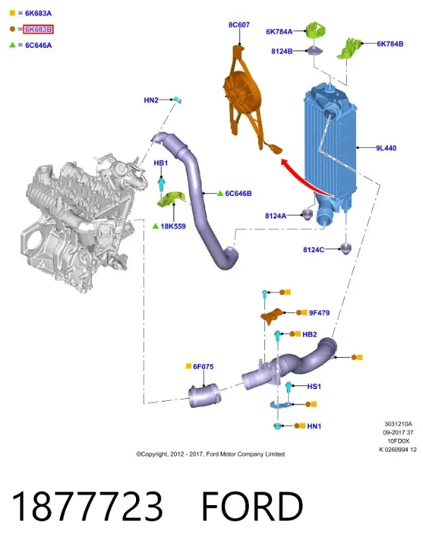 Патрубок интеркулера 1877723 Ford