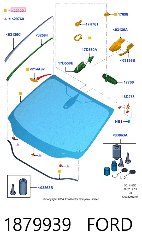 Лобовое стекло 1879939 Ford