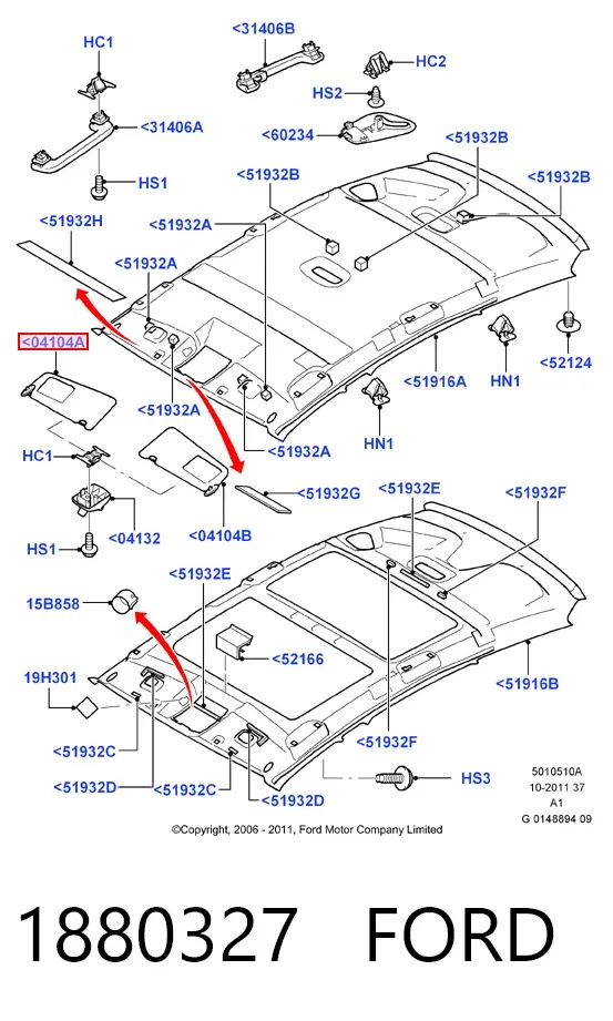 Солнцезащитный козырек 1880327 Ford