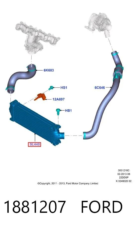 Интеркулер 1881207 Ford