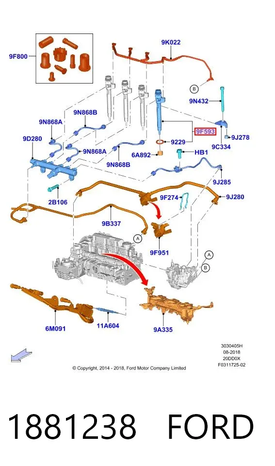 Топливные форсунки 1881238 Ford