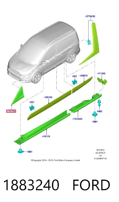 Накладка стойки кузова внешняя передняя правая FORD 1883240