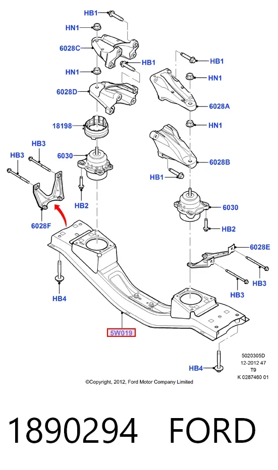 Балка крепления двигателя 1890294 Ford
