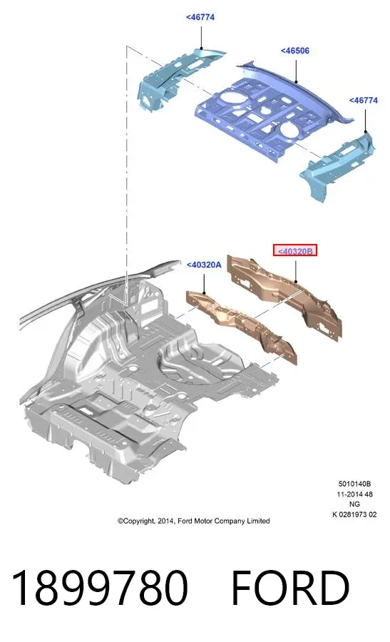 Панель багажного отсека задняя 1899780 Ford
