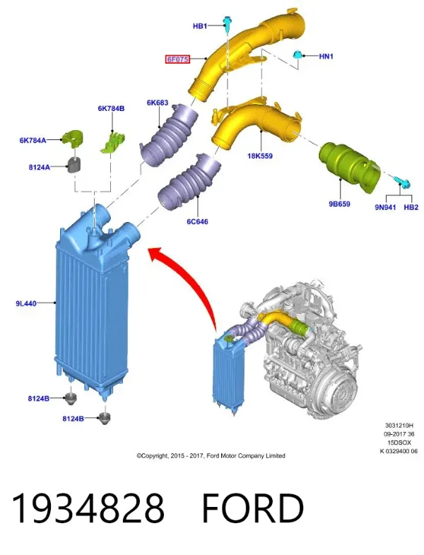 Патрубок интеркулера 1934828 Ford