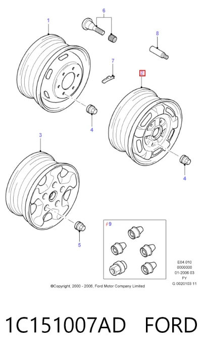 Диски колесные стальные (штампованные) FORD 1C151007AD