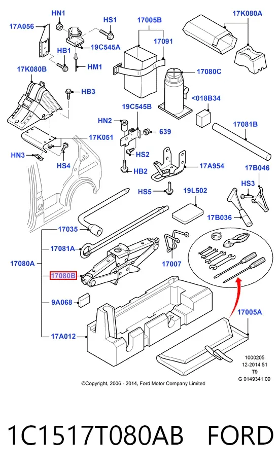 Домкрат 1C1517T080AB Ford
