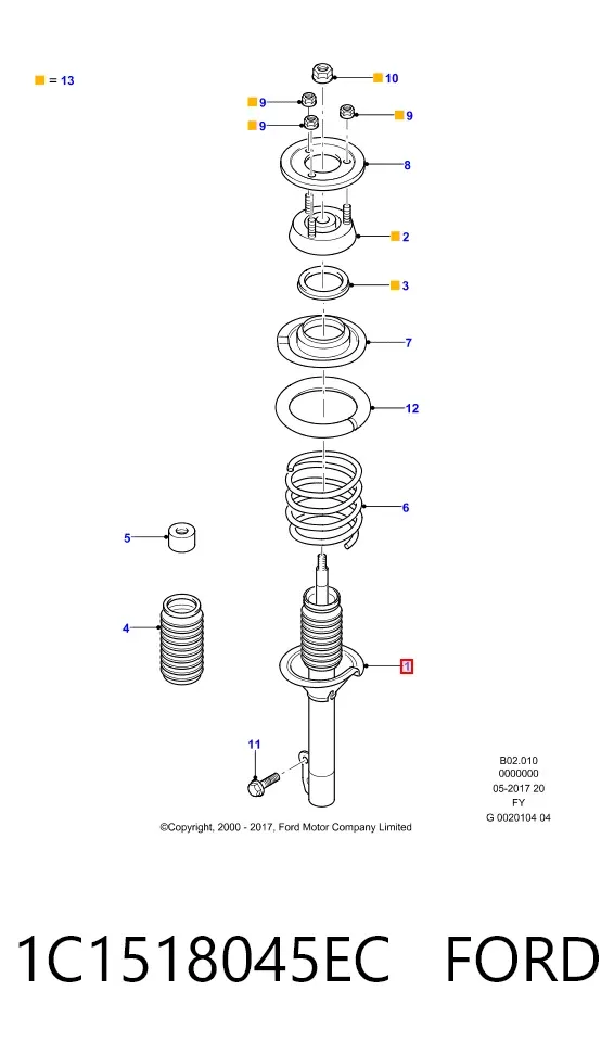 Амортизатор передний 1C1518045EC Ford