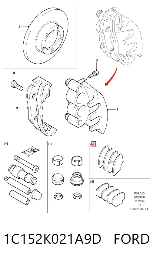 Передние тормозные колодки 1C152K021A9D Ford