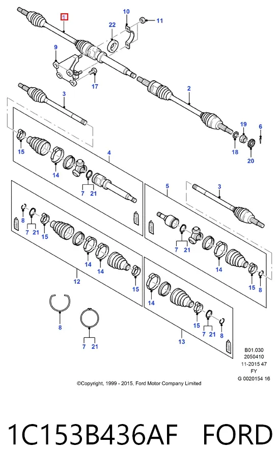Правая полуось 1C153B436AF Ford