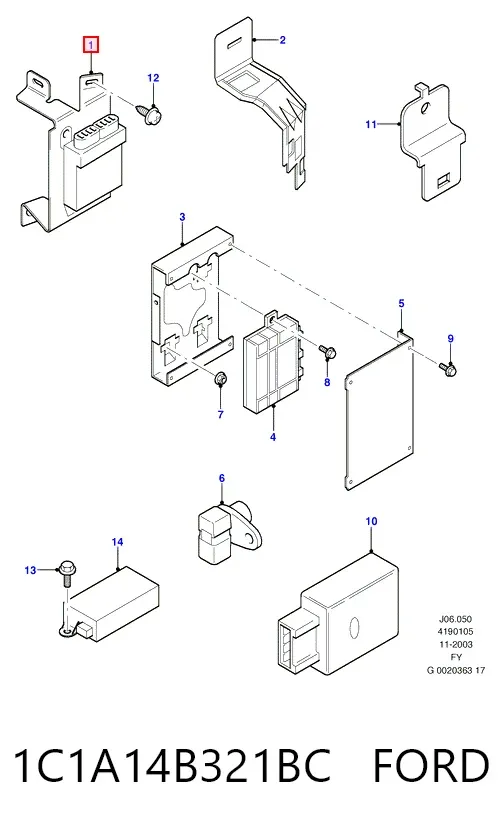 Модуль-процессор управления подушкой безопасности (ЭБУ AIRBAG) 1C1A14B321BC Ford