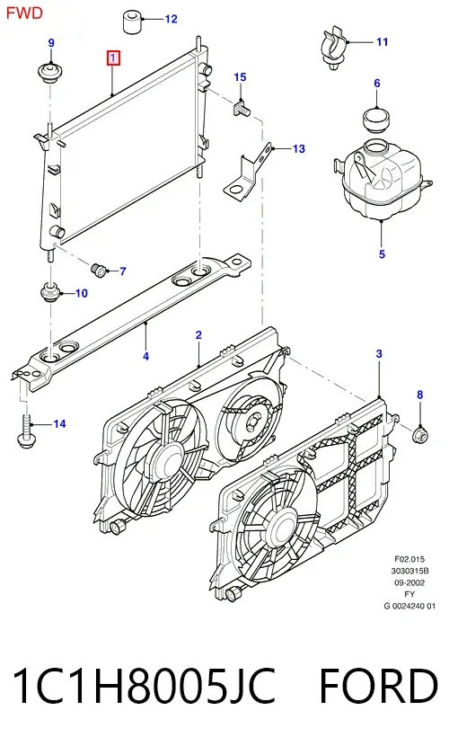 Радиатор 1C1H8005JC Ford