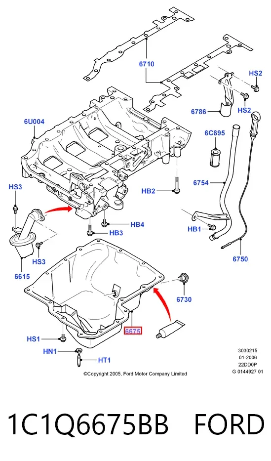 Поддон двигателя 1C1Q6675BB Ford