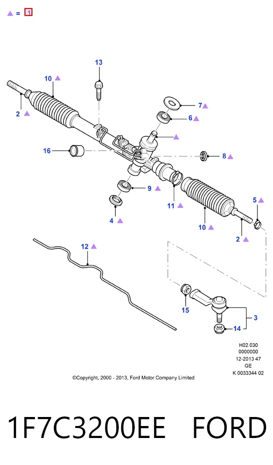 Рулевая рейка 1F7C3200EE Ford