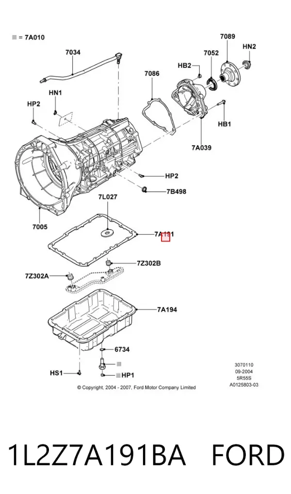Прокладка поддона АКПП/МКПП 1L2Z7A191BA Ford
