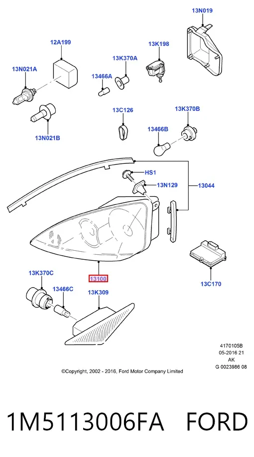 Левая фара 1M5113006FA Ford
