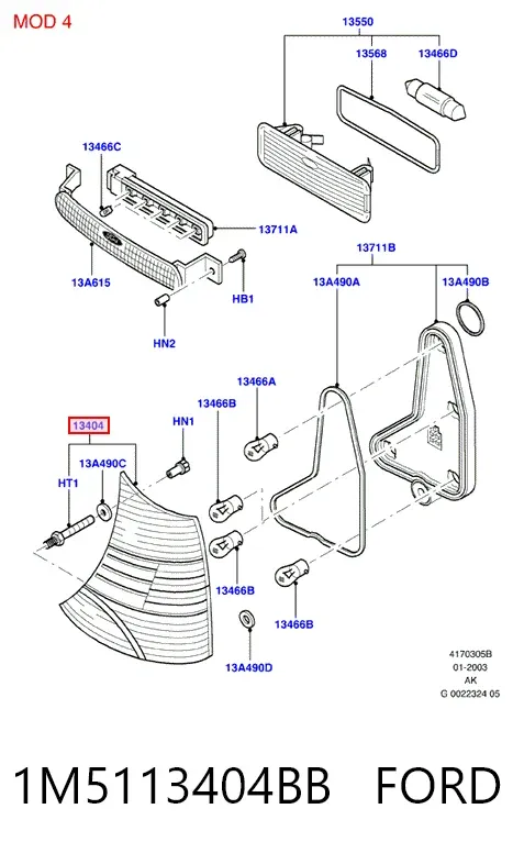 Задний фонарь 1M5113404BB Ford