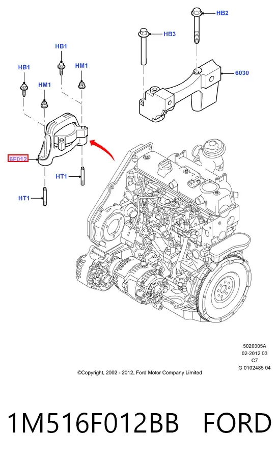 Правая подушка двигателя 1M516F012BB Ford