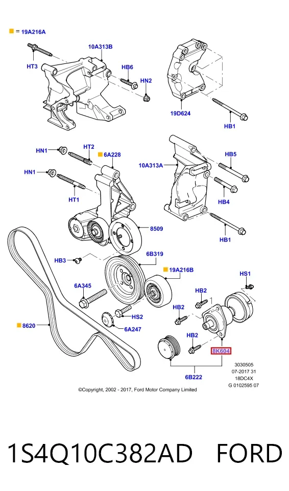 Шкив генератора 1S4Q10C382AD Ford