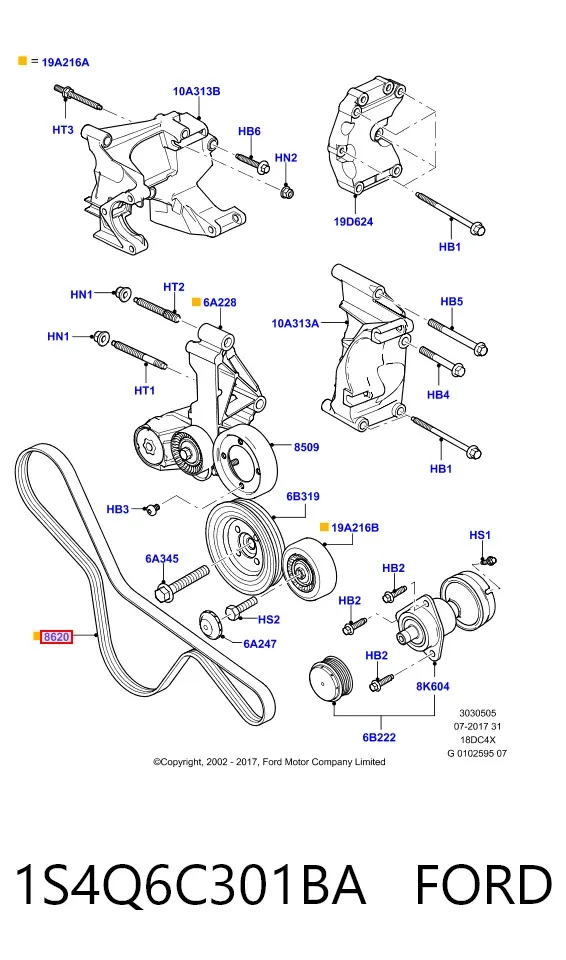 Ремень генератора 1S4Q6C301BA Ford