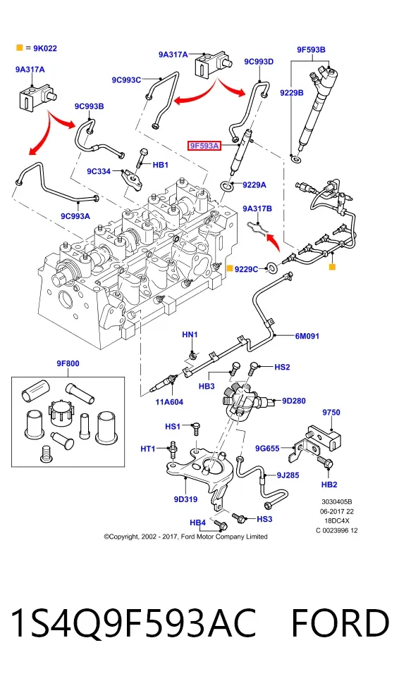 Топливные форсунки 1S4Q9F593AC Ford