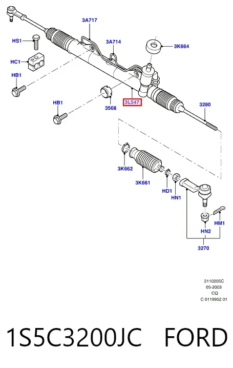 Рулевая рейка 1S5C3200JC Ford