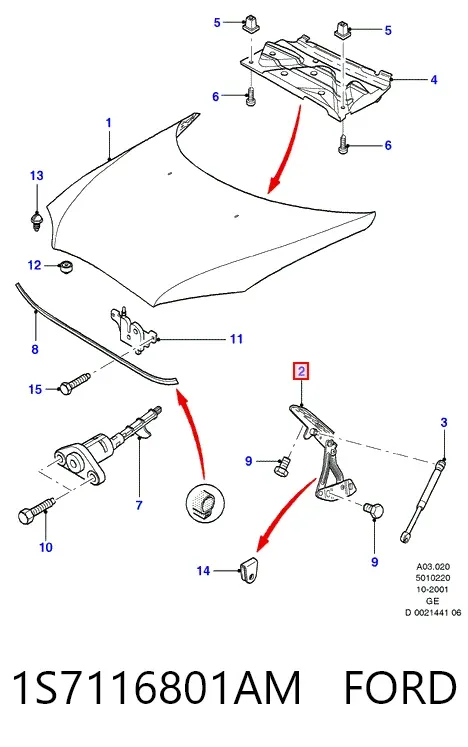 Петля капота левая 1S7116801AM Ford