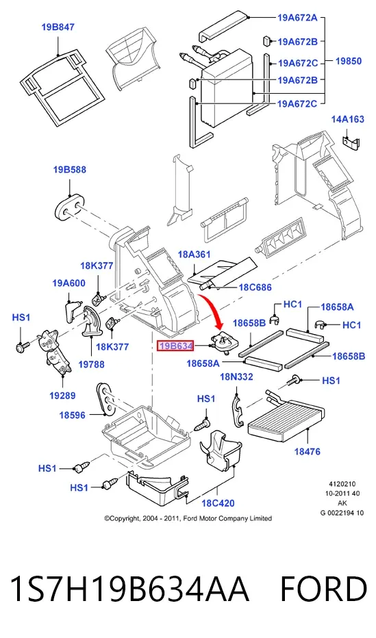 Привод заслонки печки 1S7H19B634AA Ford