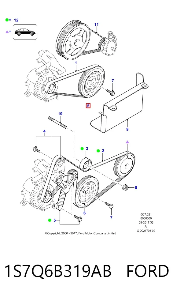 Шкив коленвала 1S7Q6B319AB Ford