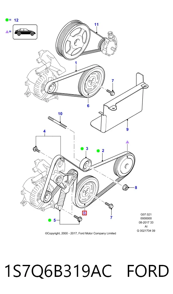 Шкив коленвала 1S7Q6B319AC Ford