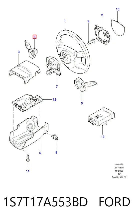 Правый подрулевой переключатель 1S7T17A553BD Ford